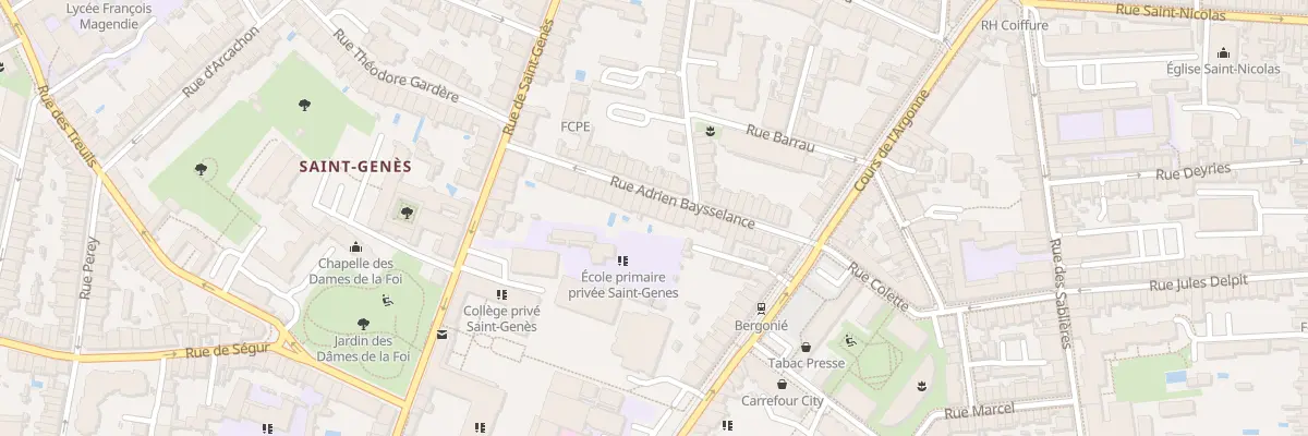 Plan du 23 Rue Adrien Baysselance à Bordeaux