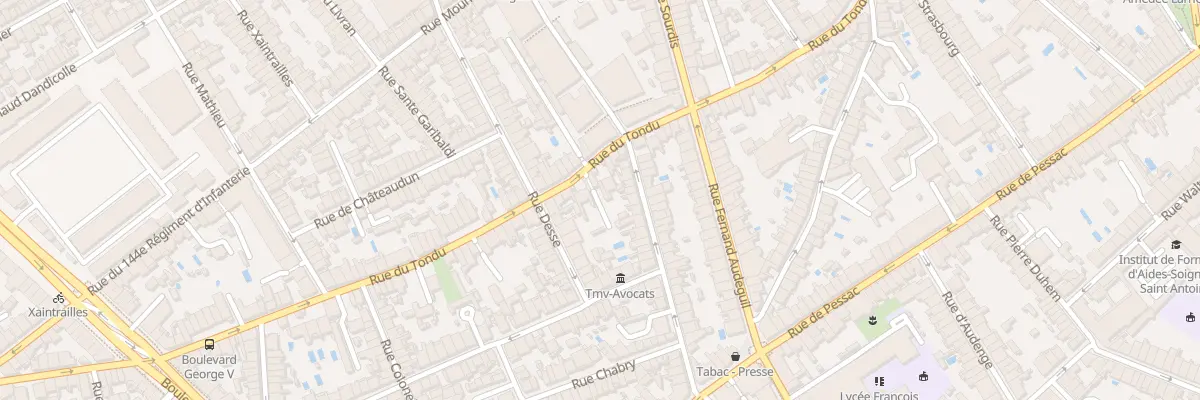 Plan du 158 Rue du Tondu à Bordeaux