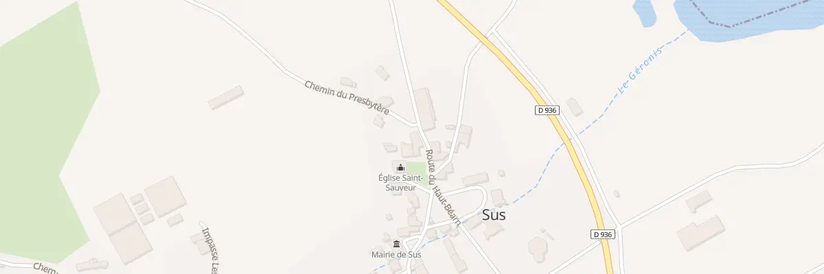 Plan du 2 Rte du Haut-Béarn à Sus
