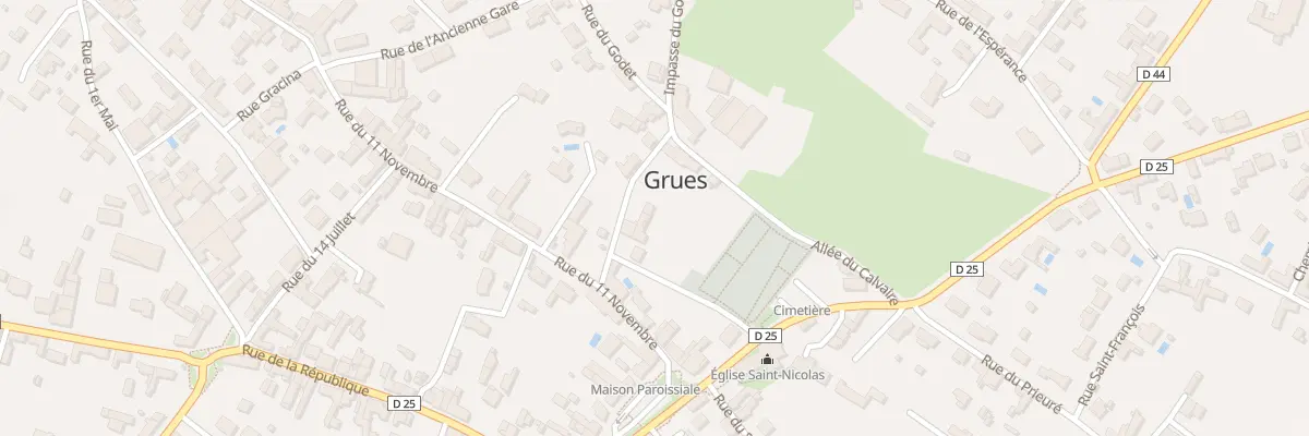 Plan du 2 All du Cimetière à Grues