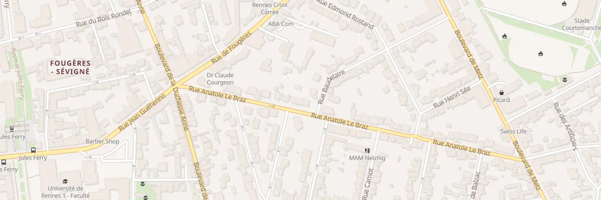 Plan du 17 Rue Anatole Le Braz à Rennes