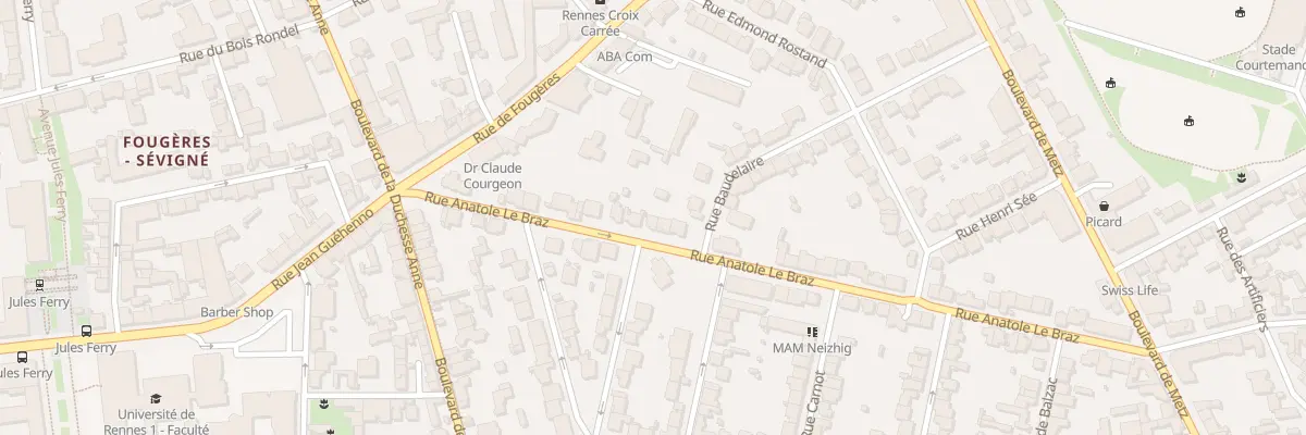 Plan du 15 Rue Anatole Le Braz à Rennes
