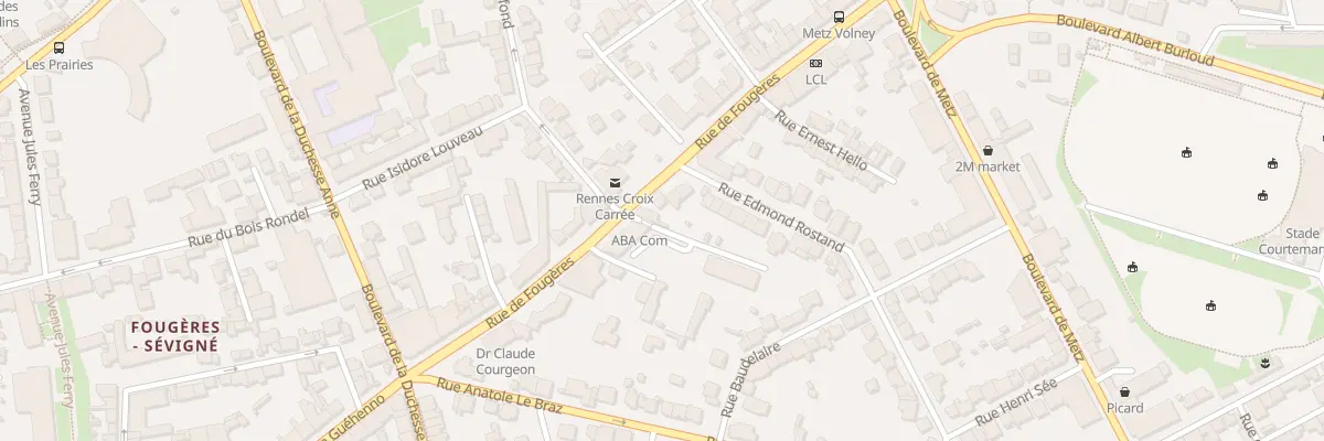 Plan du 92 Rue de Fougères à Rennes