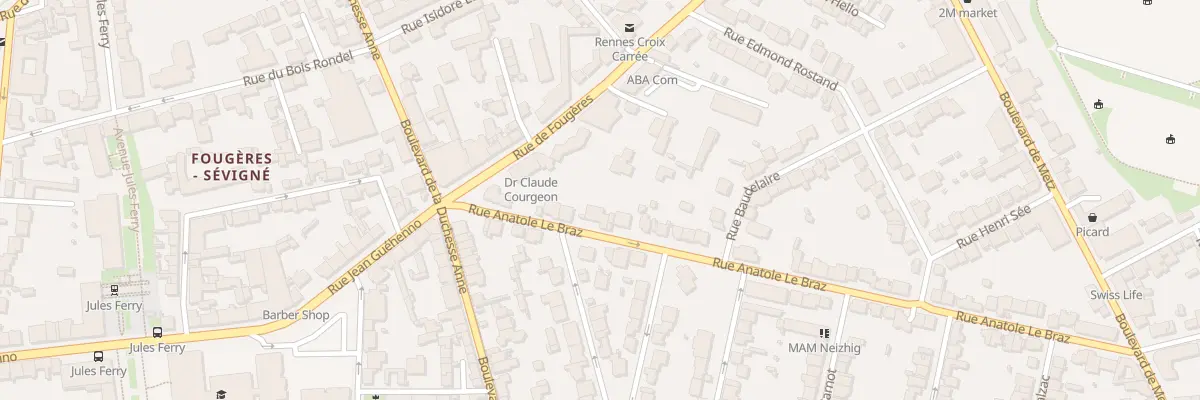 Plan du 7 Rue Anatole Le Braz à Rennes