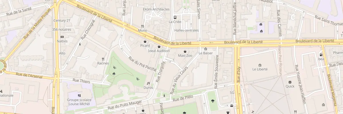 Plan du 1 Rue du Vieux Cours à Rennes