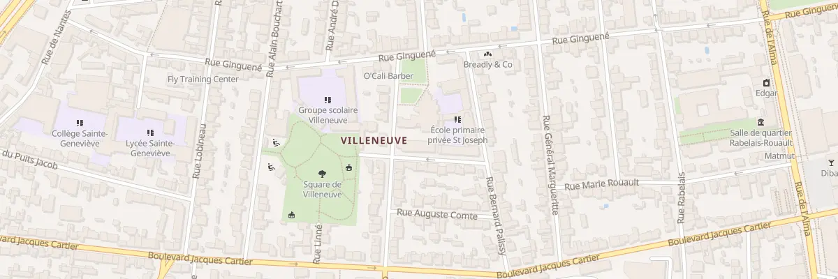 Plan du 1B Rue de Villeneuve à Rennes