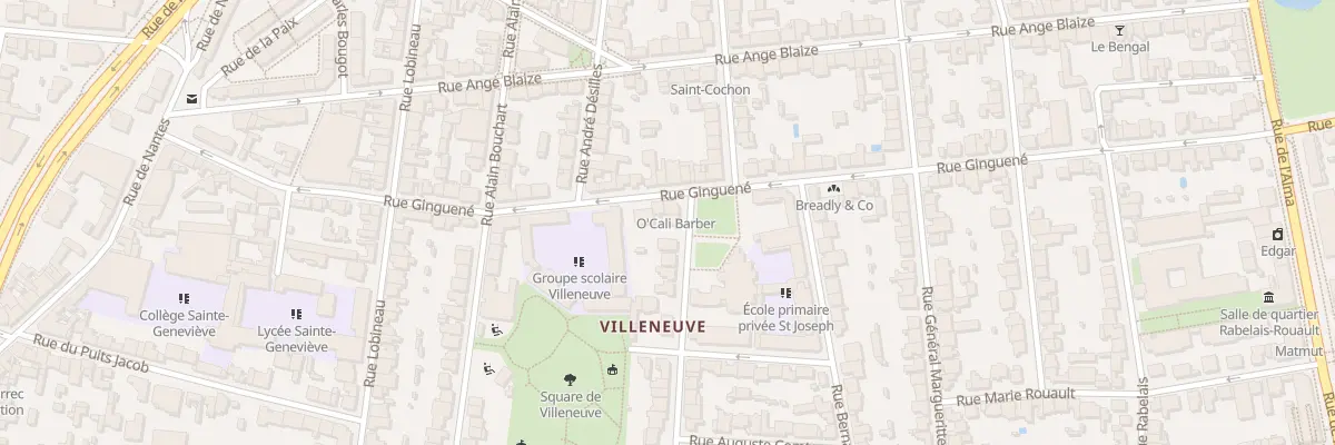 Plan du 2 Rue de Villeneuve à Rennes