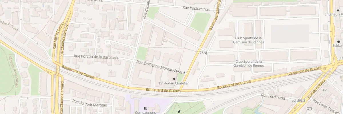 Plan du 10 Rue Emilienne Moreau-Evrard à Rennes