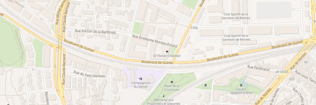 Plan du 7 Rue Emilienne Moreau-Evrard à Rennes