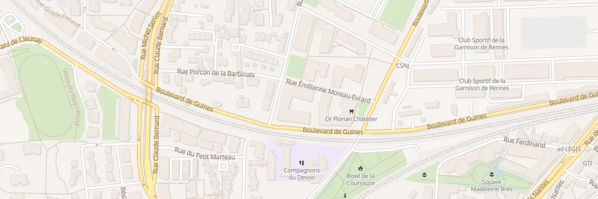 Plan du 9 Rue Emilienne Moreau-Evrard à Rennes
