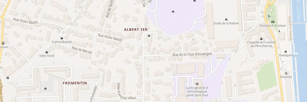 Plan du 1 Rue de la Tour D’Auvergne à Vannes