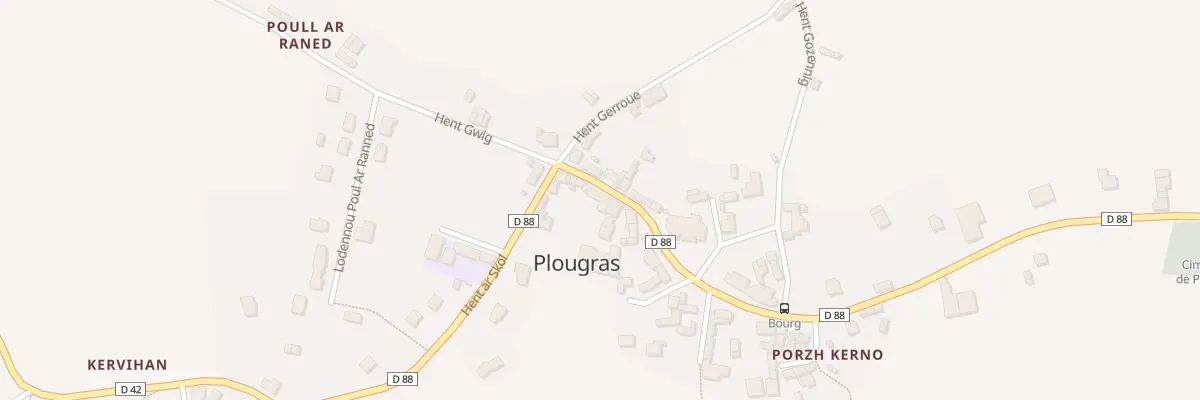 Plan du 1B Hent an Iliz à Plougras