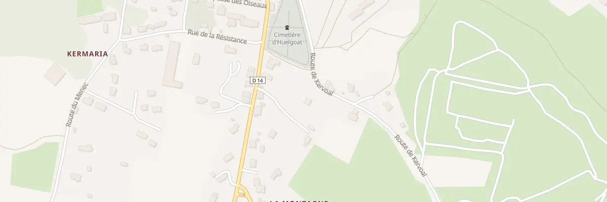 Plan de Rte de Kervoal à Huelgoat