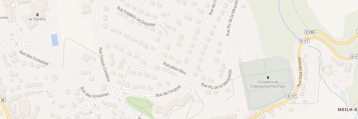 Plan du 34 Rue Jakez Riou à Châteauneuf-du-Faou