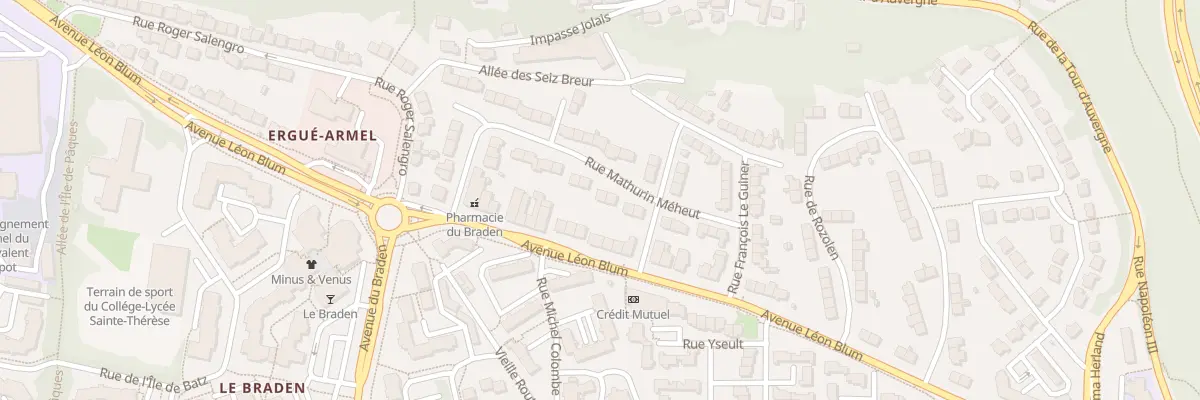 Plan du 16 Rue Mathurin Meheut à Quimper