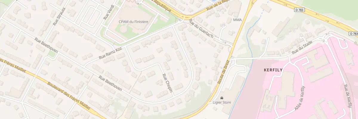 Plan du 72 Rue Beethoven à Quimper