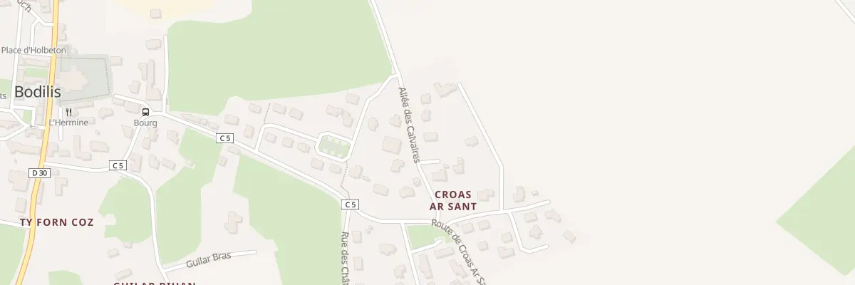 Plan du 90 All des Calvaires à Bodilis