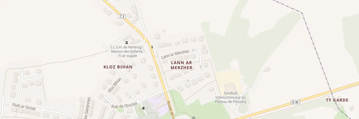 Plan du 13 Lann ar Merzher à La Martyre