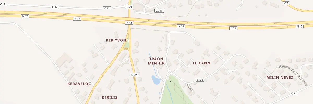 Plan du 2 Traon Menhir à Plouédern