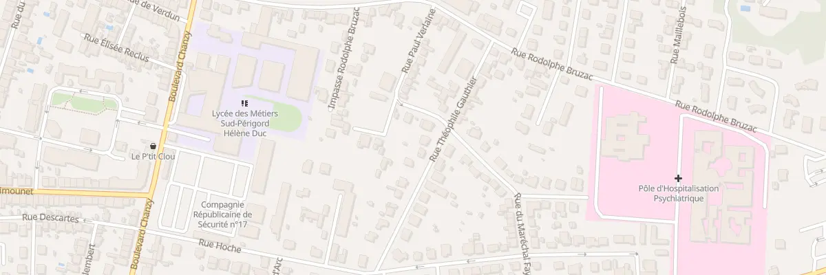 Plan du 20 Rue Theophile Gauthier à Bergerac