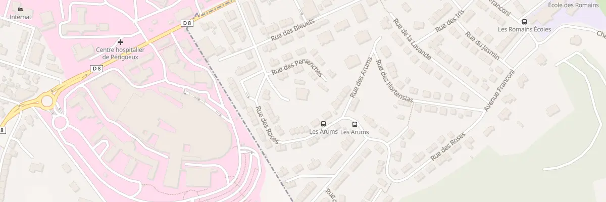 Plan de la Rue des Roses à Trélissac
