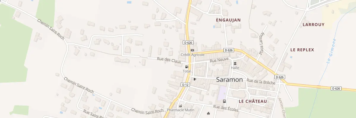 Plan de la Rue des Claux à Saramon