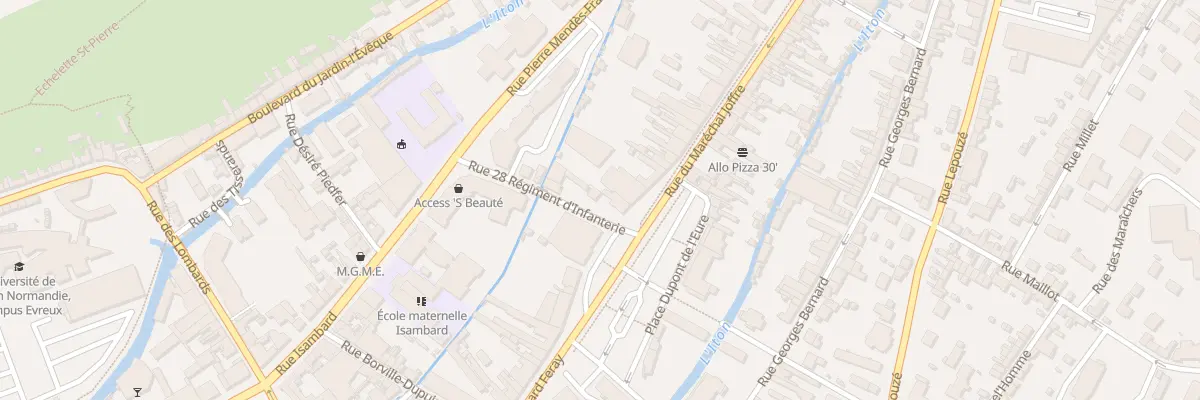 Plan du 2 Rue 28 Regiment d’Infanterie à Évreux