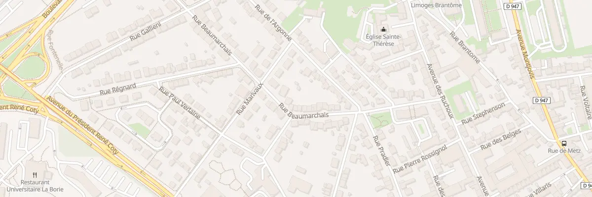 Plan du 40 Rue Beaumarchais à Limoges