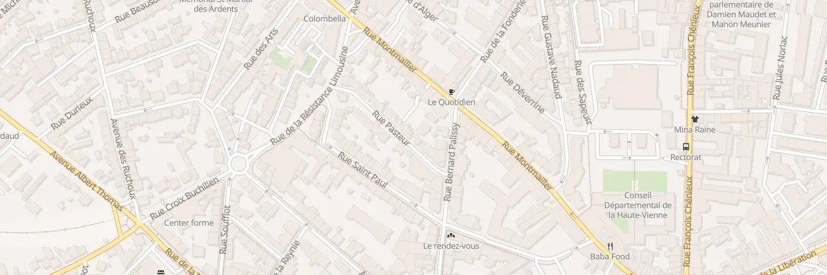 Plan du 10 Rue Pasteur à Limoges