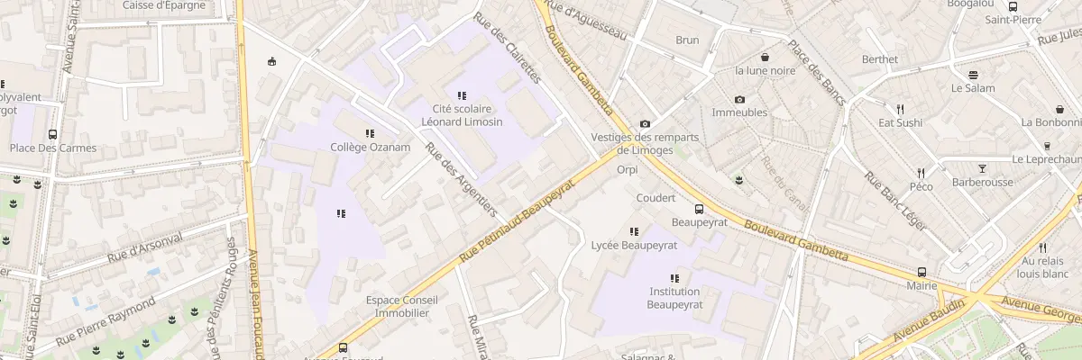 Plan du 8 Rue Pétiniaud-Beaupeyrat à Limoges