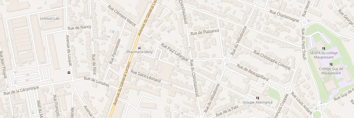 Plan du 50 Rue Emile Zola à Limoges