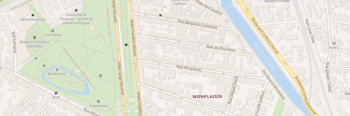Plan du 20 Rue Monplaisir à Toulouse