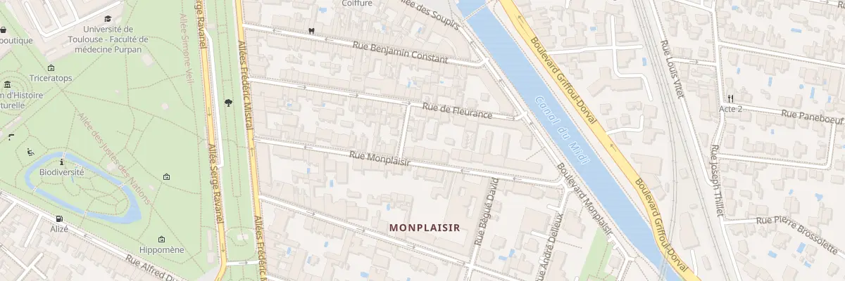 Plan du 38 Rue Monplaisir à Toulouse