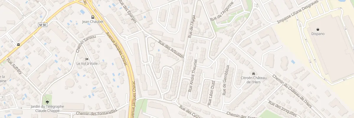Plan du 1 Rue des Arbustes à Toulouse