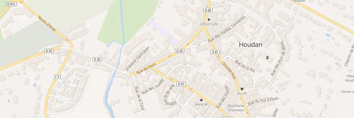 Plan de la Rue de Paris à Houdan