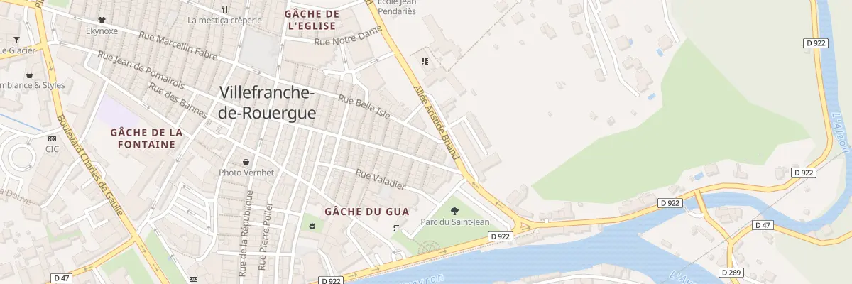 Plan du 44 Rue Belle Isle à Villefranche-de-Rouergue