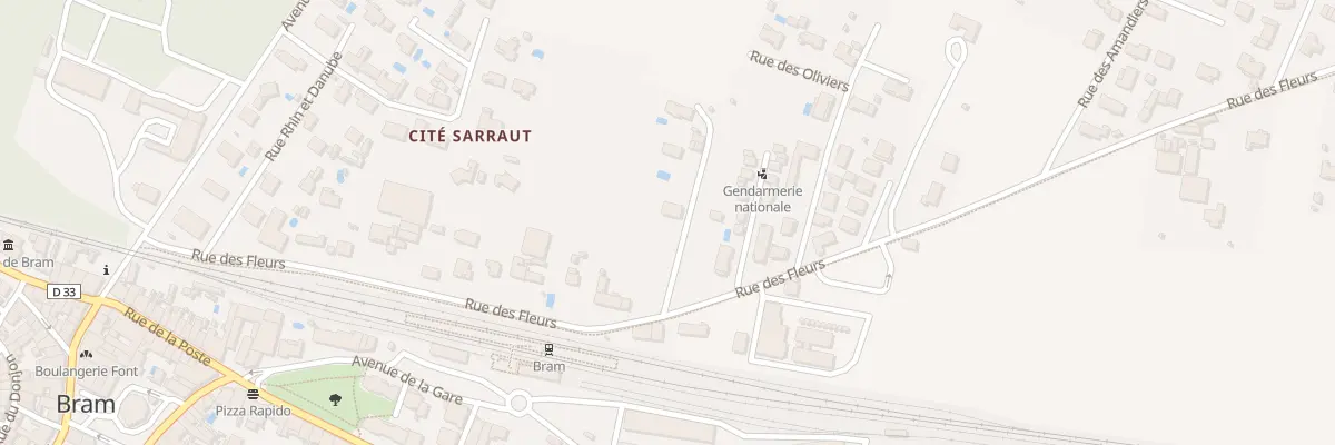 Plan de la Rue des Fleurs à Bram