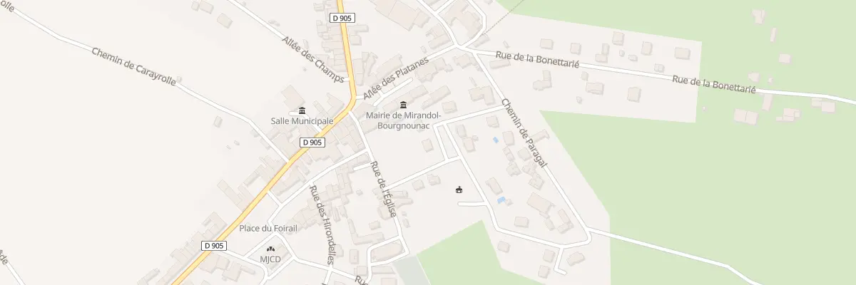 Plan du 2 Rue Honoré de Balzac à Mirandol-Bourgnounac