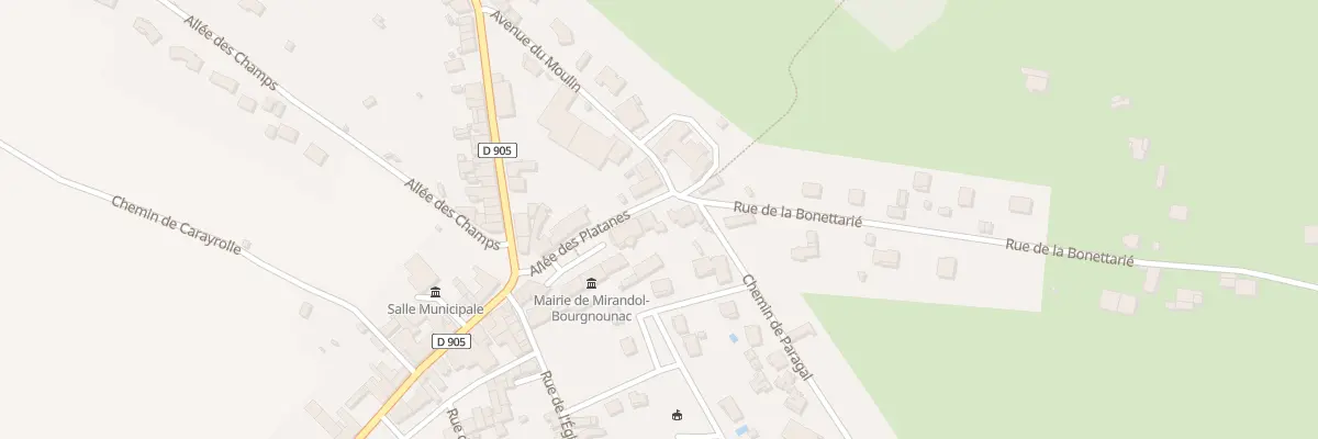 Plan du 5 All des Platanes à Mirandol-Bourgnounac