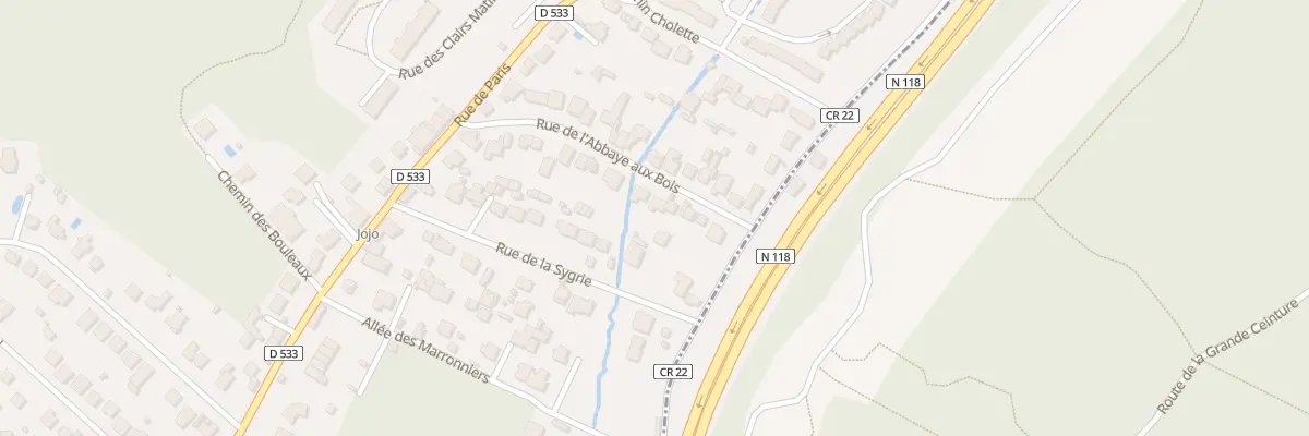 Plan de la Rue de l’Abbaye aux Bois à Bièvres