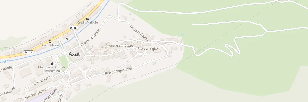 Plan de la Rue de l’Eglise à Axat