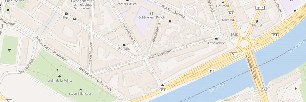Plan de la Rue Damiens à Boulogne-Billancourt