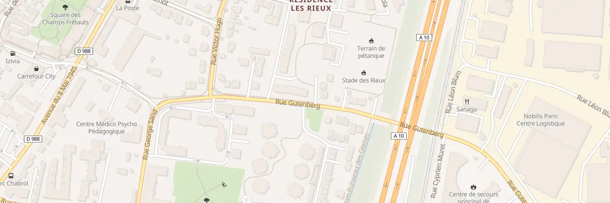 Plan de la Rue Gutenberg à Palaiseau