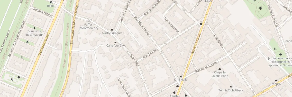 Plan du 28 Rue Jasmin à Paris 16e Arrondissement