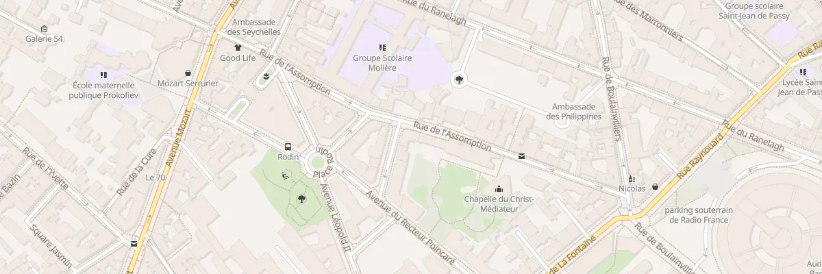 Plan du 1 Av A-Eugenie Milleret de Brou à Paris 16e Arrondissement