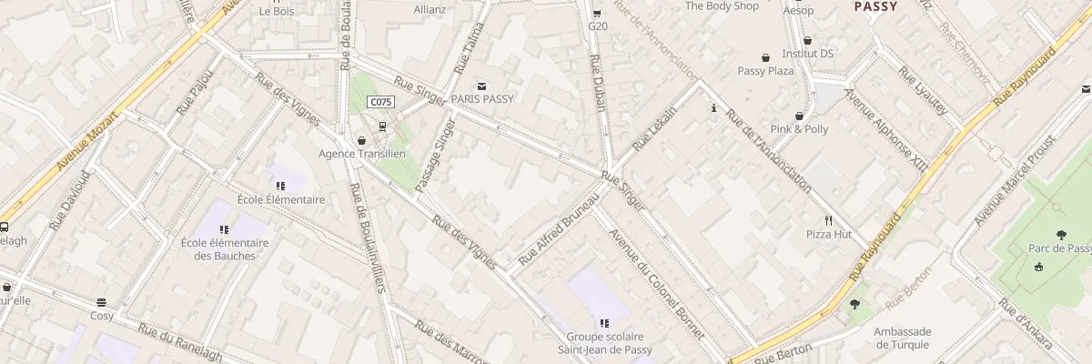 Plan du 19 Rue Singer à Paris 16e Arrondissement