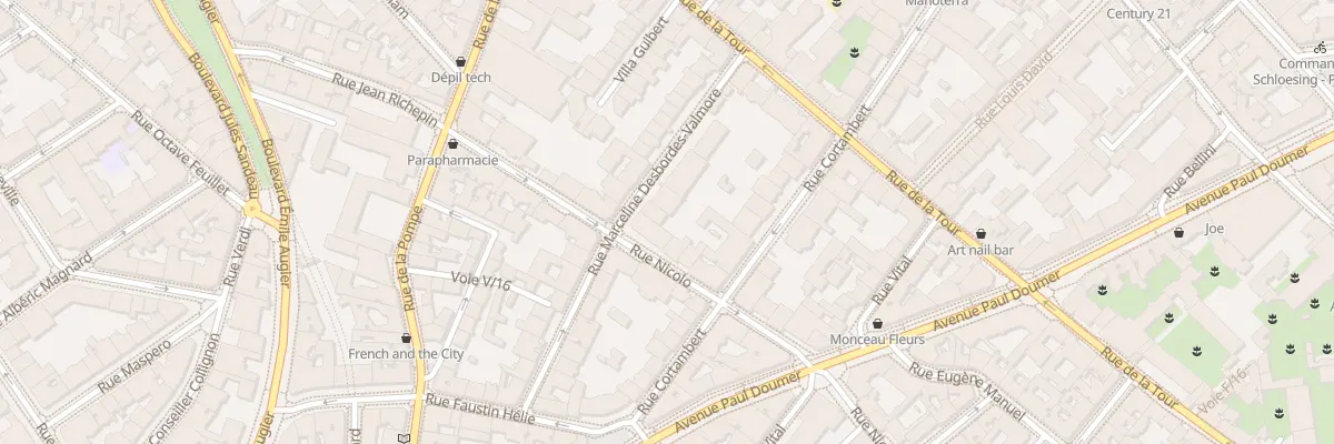Plan du 15 Rue Marceline Desbordesvalmore à Paris 16e Arrondissement