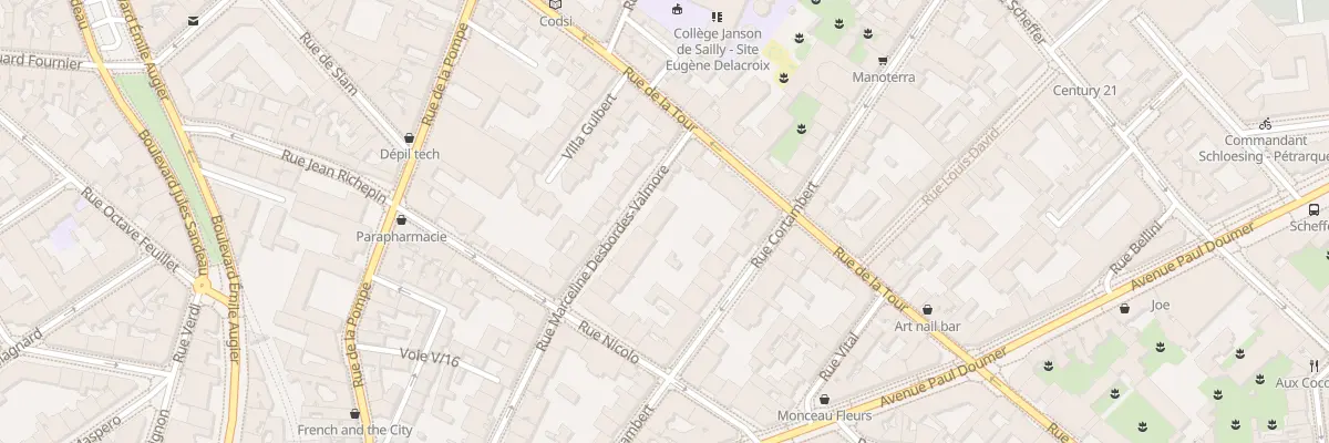 Plan du 5 Rue Marceline Desbordesvalmore à Paris 16e Arrondissement