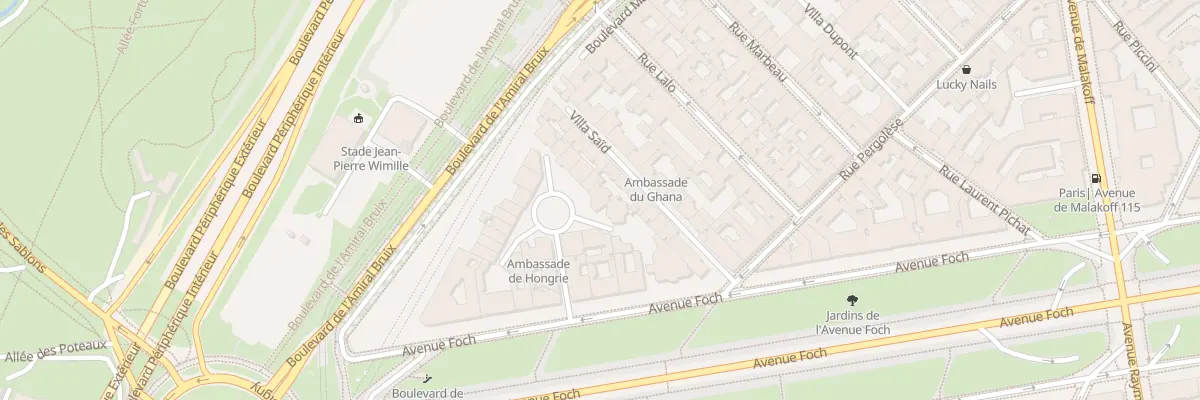 Plan du 12 Sq de l’Avenue Foch à Paris 16e Arrondissement