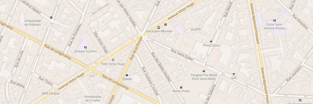 Plan du 34 Rue des Belles Feuilles à Paris 16e Arrondissement